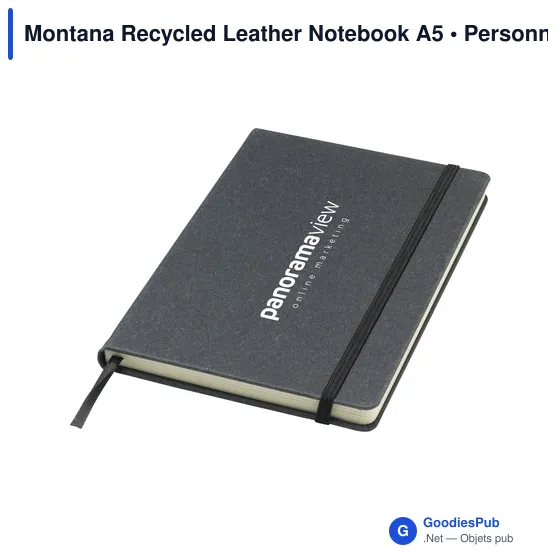 Carnet A5 personnalisable en cuir recyclé avec logo - Montana - Image 1