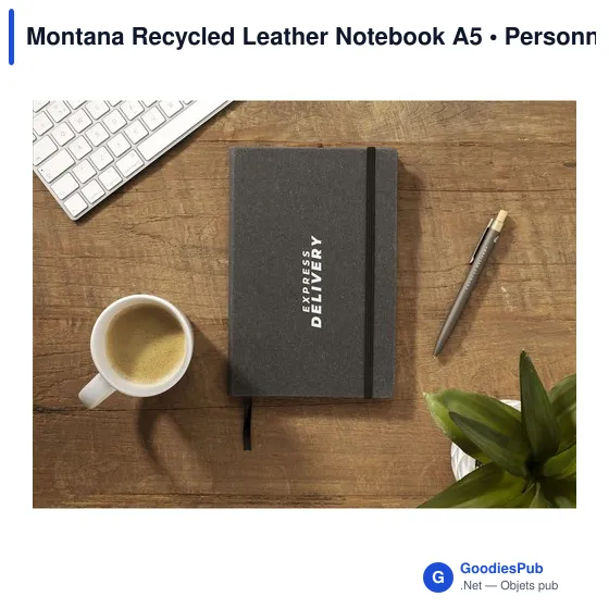 Carnet A5 personnalisable en cuir recyclé avec logo - Montana - Image 4