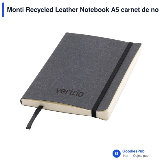 Carnet de notes A5 personnalisable en cuir recyclé avec logo - Image 1