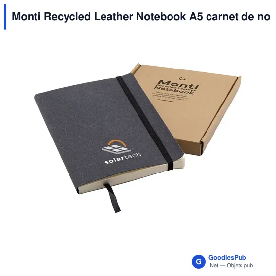 Carnet de notes A5 personnalisable en cuir recyclé avec logo - Image 3