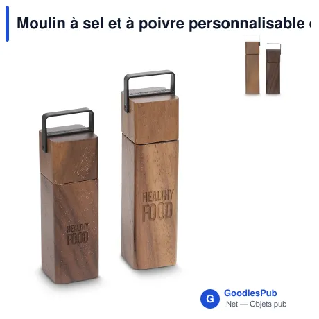 Moulin à sel et à poivre personnalisable en bois avec logo - Orrefors Jernverk