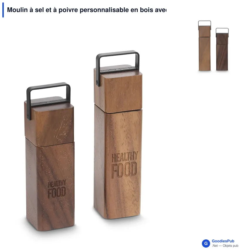 Moulin à sel et à poivre personnalisable en bois avec logo - Orrefors Jernverk - Image 1