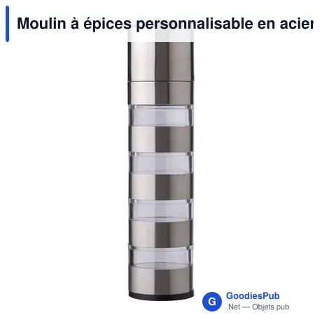 Moulin à épices personnalisable en acier inoxydable Rylan avec logo