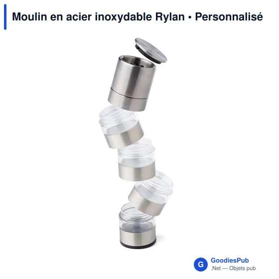 Moulin à épices personnalisable en acier inoxydable Rylan avec logo - Image 7
