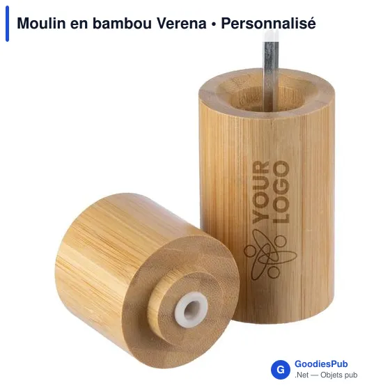 Moulin à épices personnalisable en bambou Verena avec logo - Image 6