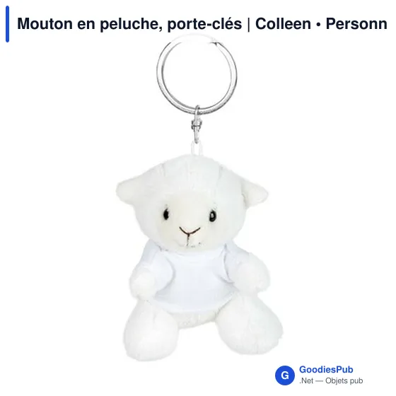 Porte-clés en peluche personnalisable Mouton avec logo - Colleen - Image 4
