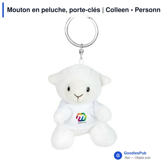 Porte-clés en peluche personnalisable Mouton avec logo - Colleen - Image 7