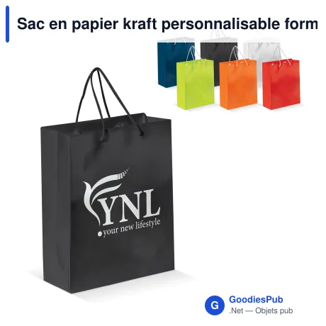 Sac en papier kraft personnalisable format moyen 24 x 30 cm avec logo - Moyen