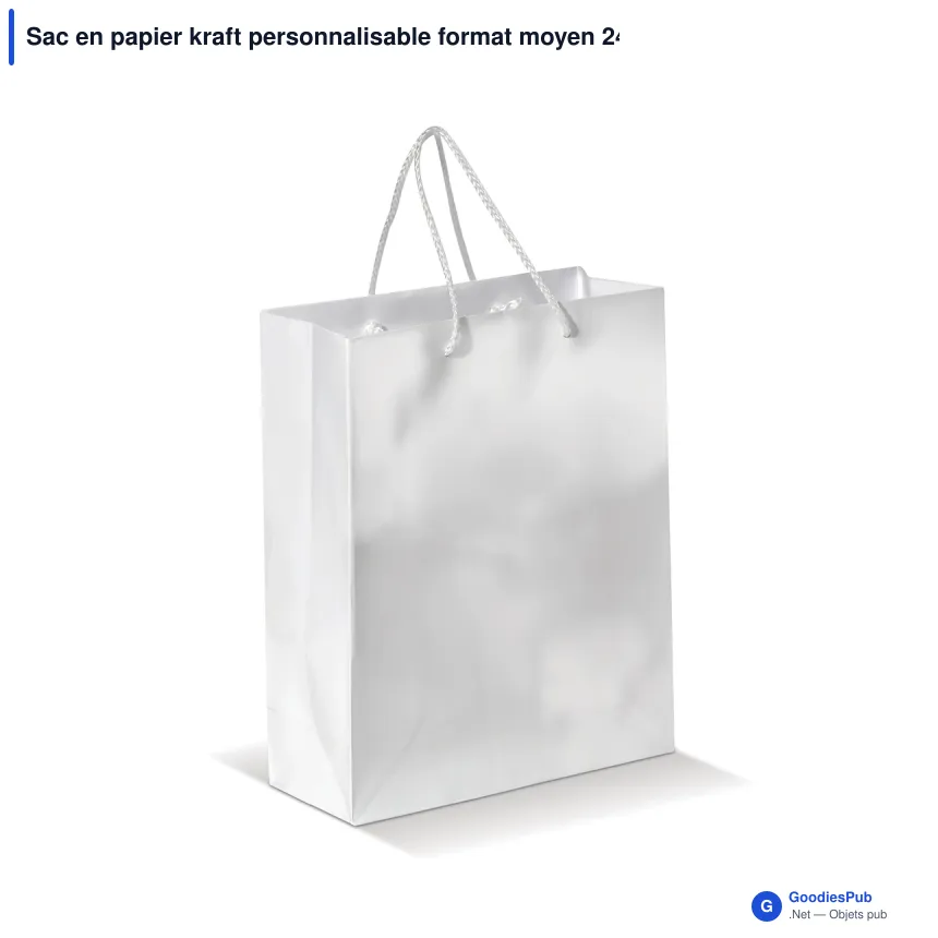 Sac en papier kraft personnalisable format moyen 24 x 30 cm avec logo - Moyen - Image 2