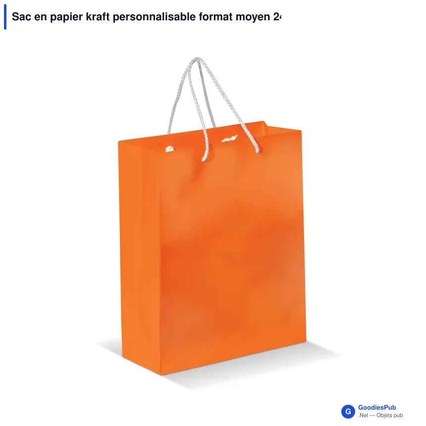 Sac en papier kraft personnalisable format moyen 24 x 30 cm avec logo - Moyen - Image 4