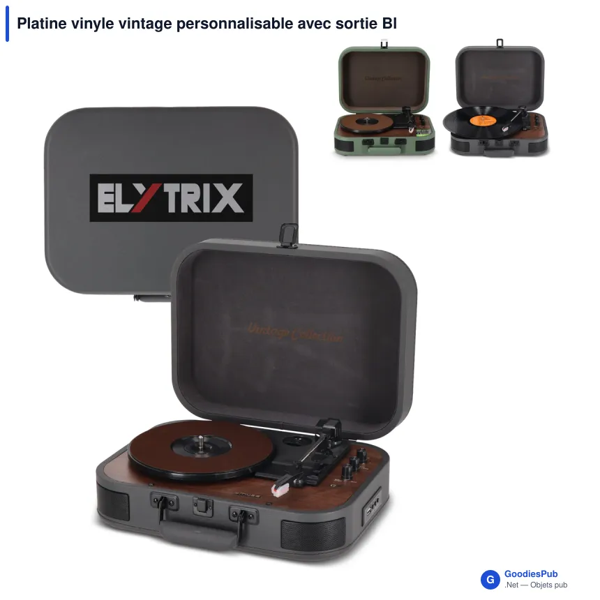 Platine vinyle vintage personnalisable avec sortie Bluetooth et logo - Muse MT-207 - Image 1