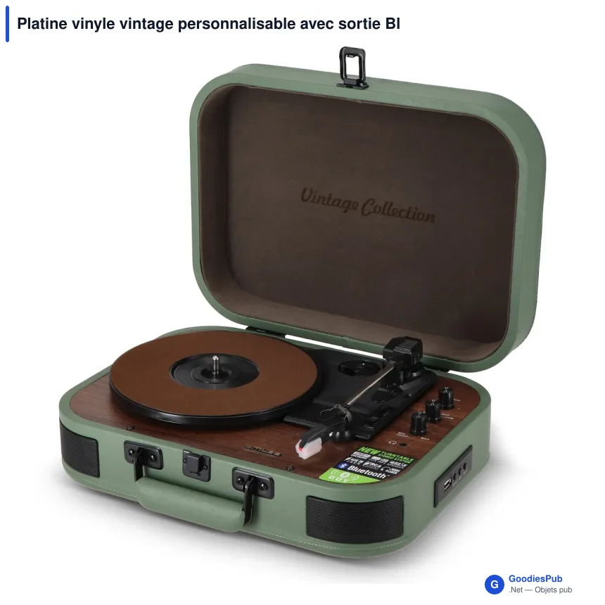 Platine vinyle vintage personnalisable avec sortie Bluetooth et logo - Muse MT-207 - Image 2