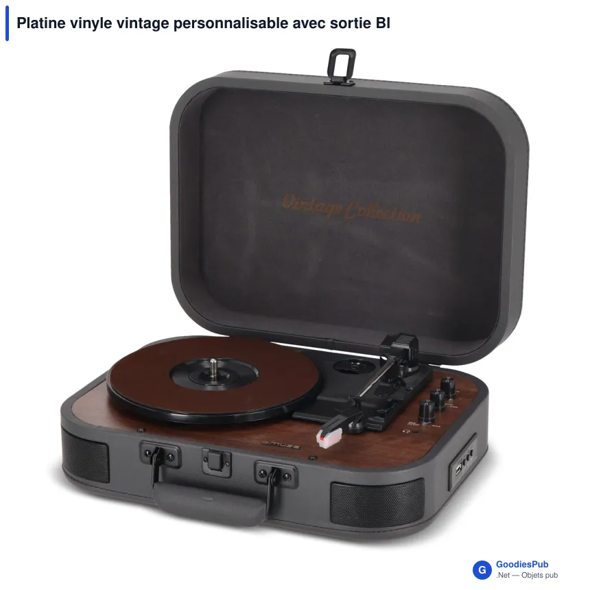 Platine vinyle vintage personnalisable avec sortie Bluetooth et logo - Muse MT-207 - Image 3