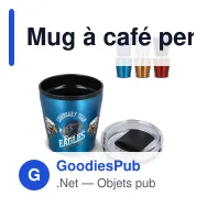 Mug à café personnalisable en inox et plastique avec logo - 180 ml - Miniature 1