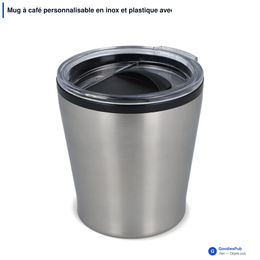 Mug à café personnalisable en inox et plastique avec logo - 180 ml - Image 2