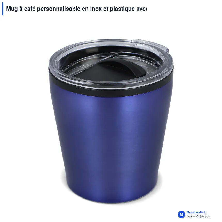 Mug à café personnalisable en inox et plastique avec logo - 180 ml - Image 3