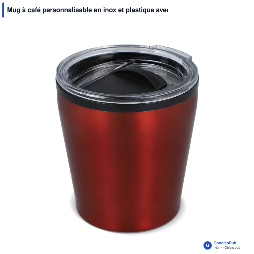 Mug à café personnalisable en inox et plastique avec logo - 180 ml - Image 4