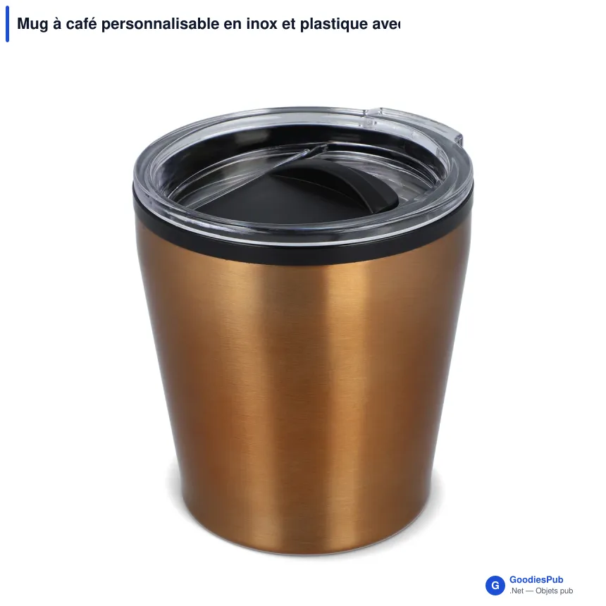 Mug à café personnalisable en inox et plastique avec logo - 180 ml - Image 5
