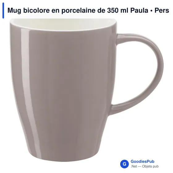 Mug bicolore en porcelaine de 350 ml Paula - Image 1
