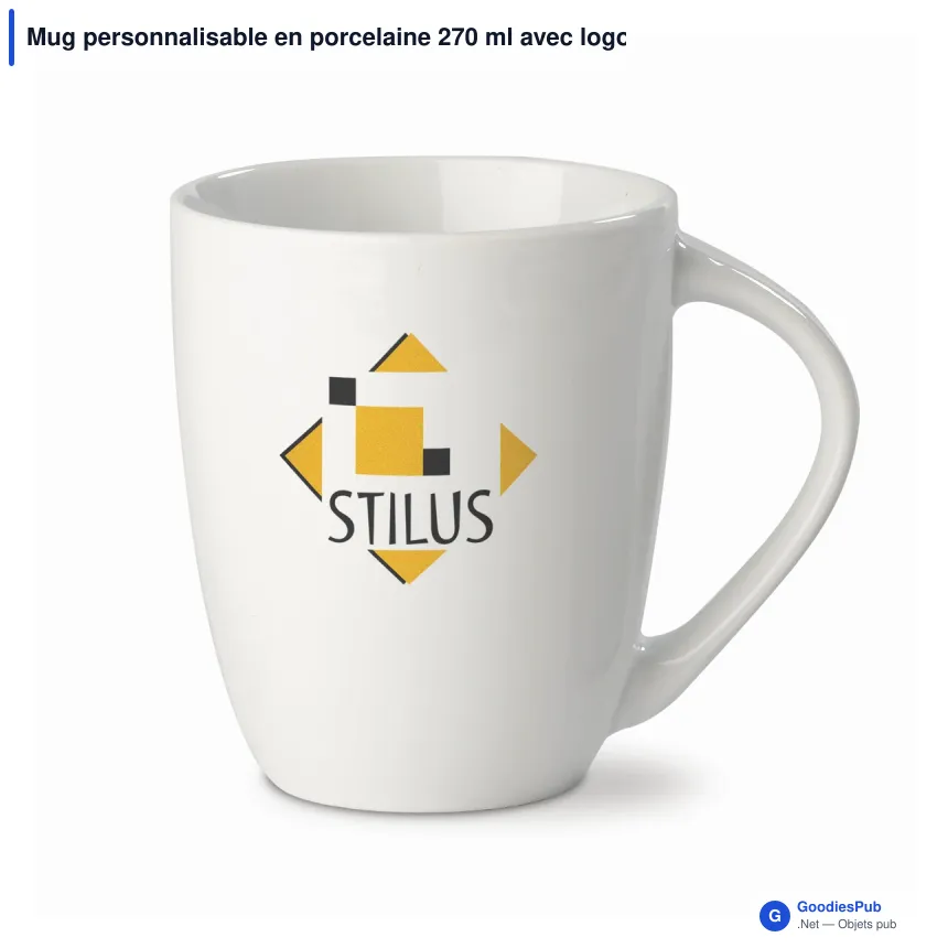 Mug personnalisable en porcelaine 270 ml avec logo - Chypre - Image 1