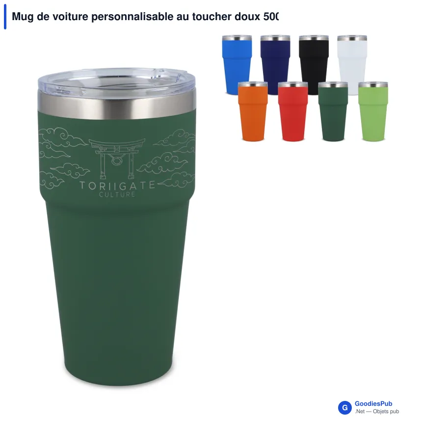 Mug de voiture personnalisable au toucher doux 500 ml avec logo - T-ceramic - Image 1