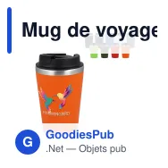 Mug de voyage pour café personnalisable en inox avec logo - 350 ml - Miniature 1