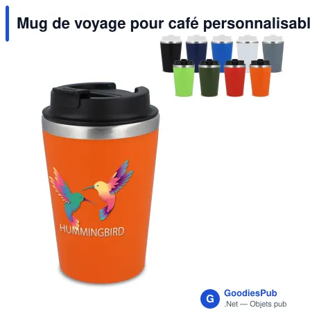 Mug de voyage pour café personnalisable en inox avec logo - 350 ml
