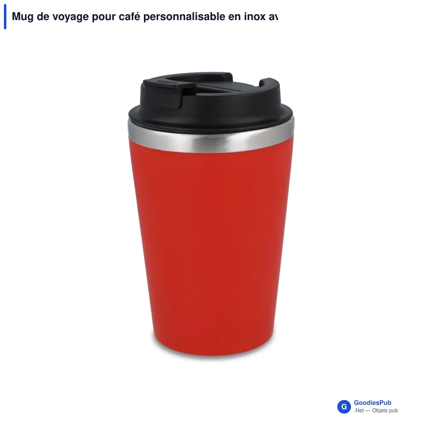 Mug de voyage pour café personnalisable en inox avec logo - 350 ml - Image 3