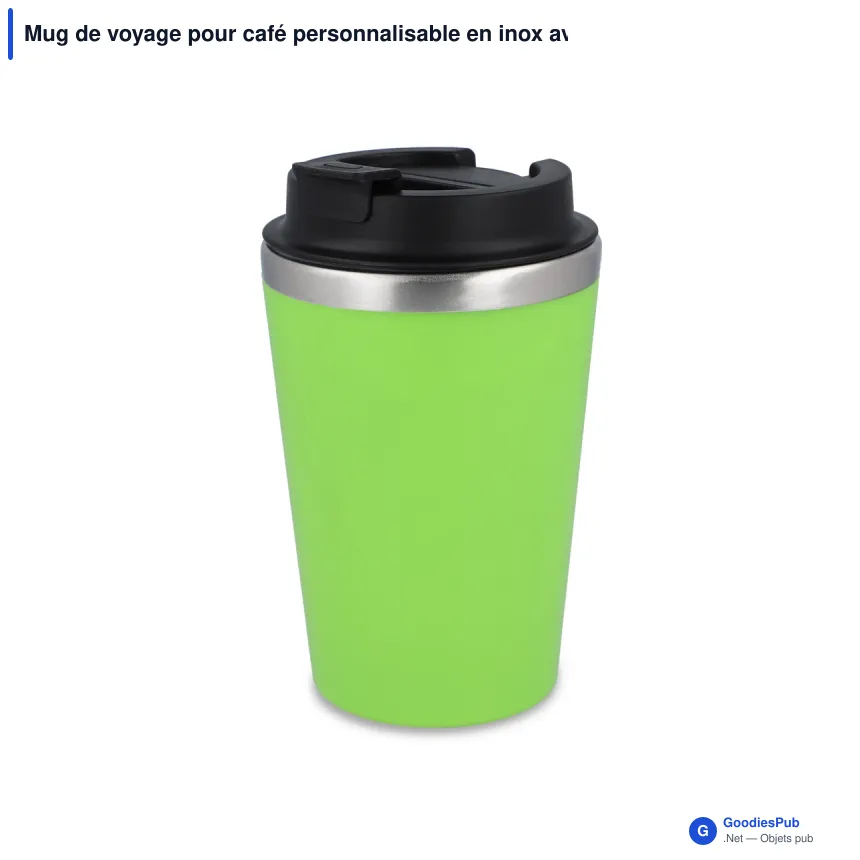 Mug de voyage pour café personnalisable en inox avec logo - 350 ml - Image 4