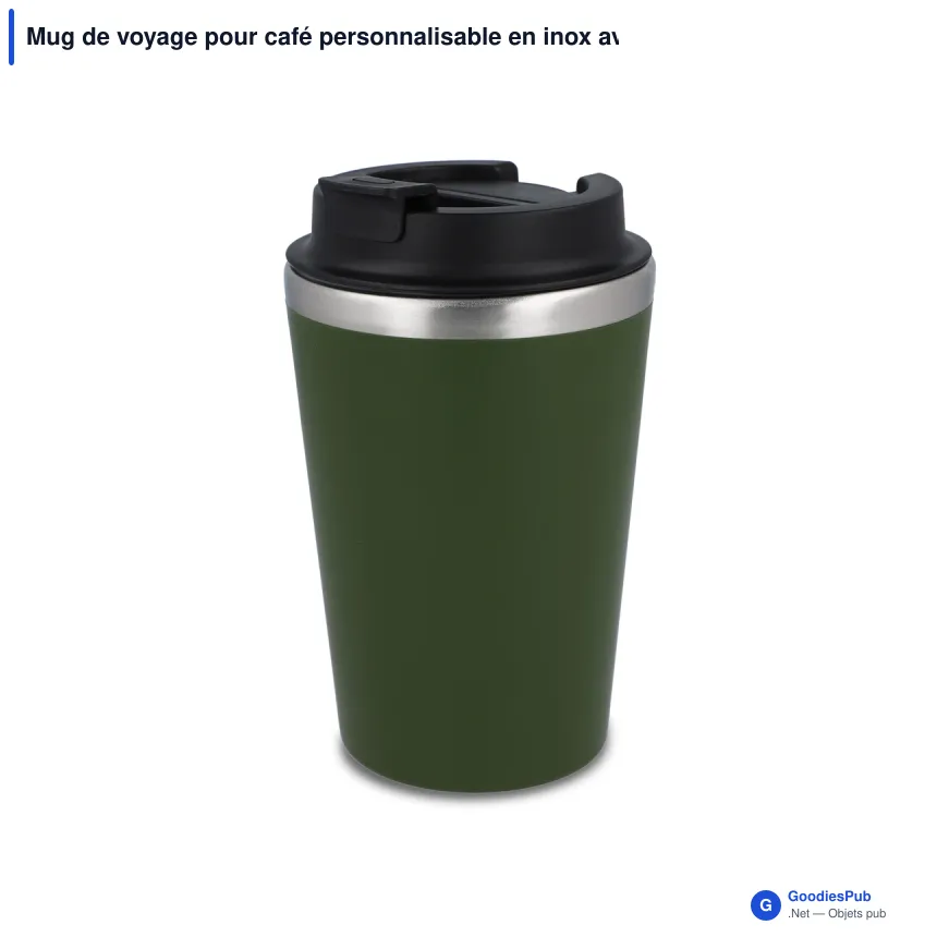 Mug de voyage pour café personnalisable en inox avec logo - 350 ml - Image 7