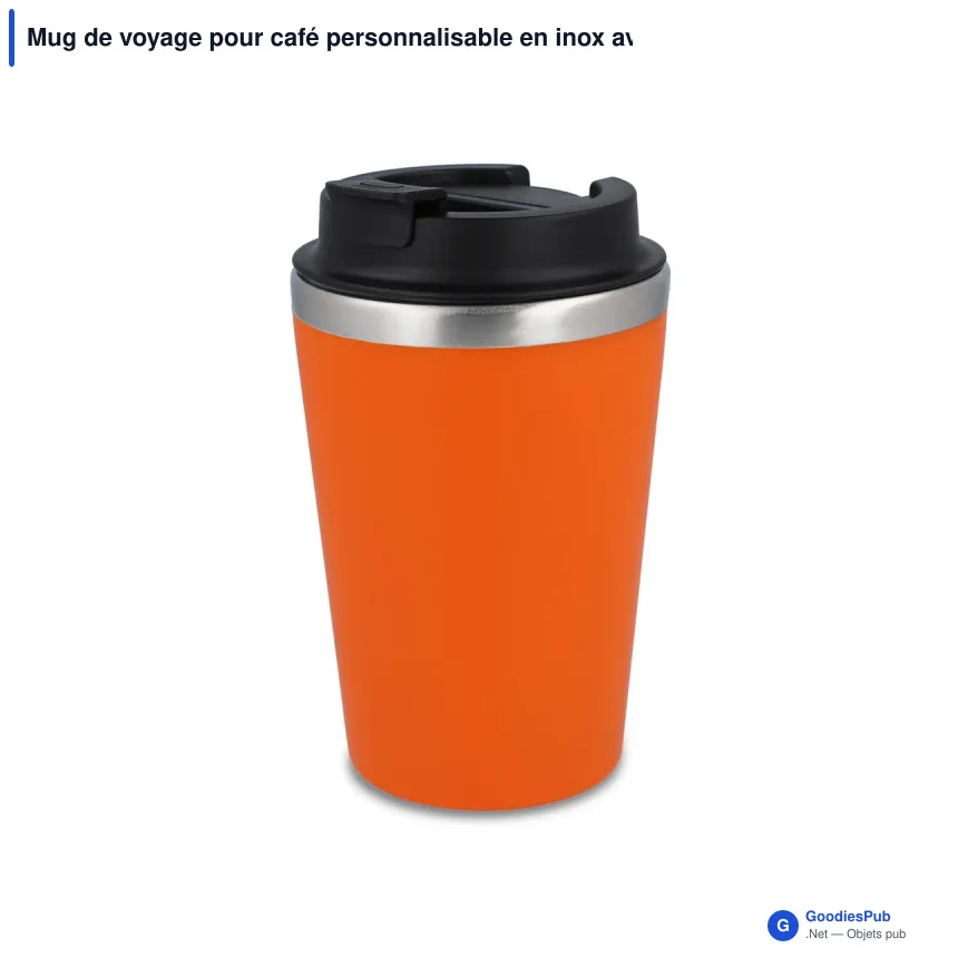 Mug de voyage pour café personnalisable en inox avec logo - 350 ml - Image 8