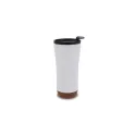 Variante Blanc - Mug isotherme personnalisable 480 ml base en liège avec logo - Double paroi