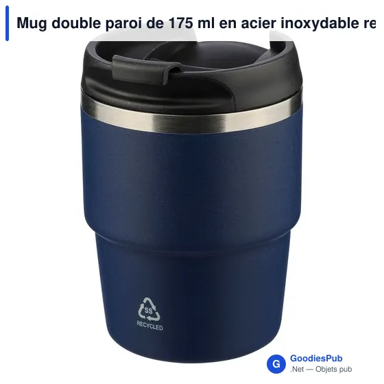 Mug double paroi de 175 ml en acier inoxydable recyclé Oli - Image 2