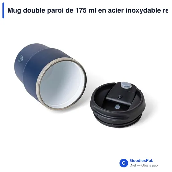 Mug double paroi de 175 ml en acier inoxydable recyclé Oli - Image 12