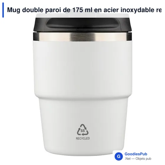 Mug double paroi de 175 ml en acier inoxydable recyclé Oli - Image 16