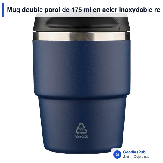 Mug double paroi de 175 ml en acier inoxydable recyclé Oli - Image 31