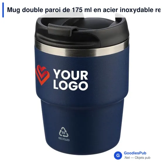 Mug double paroi de 175 ml en acier inoxydable recyclé Oli - Image 33