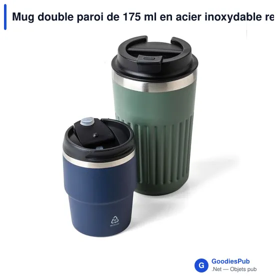 Mug double paroi de 175 ml en acier inoxydable recyclé Oli - Image 38