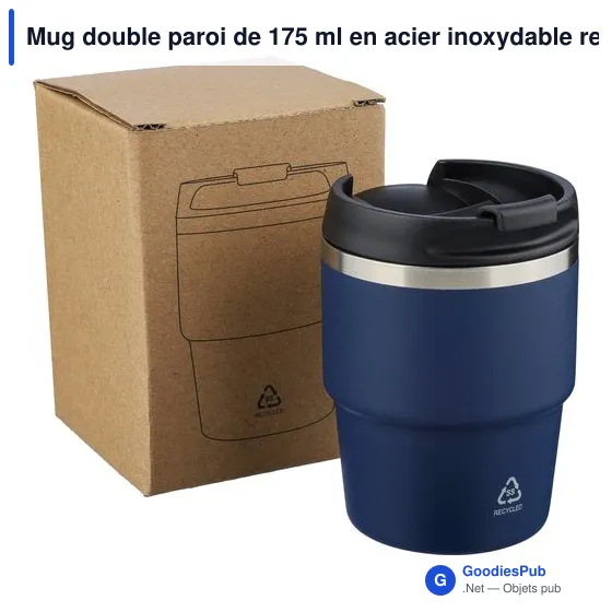 Mug double paroi de 175 ml en acier inoxydable recyclé Oli - Image 40