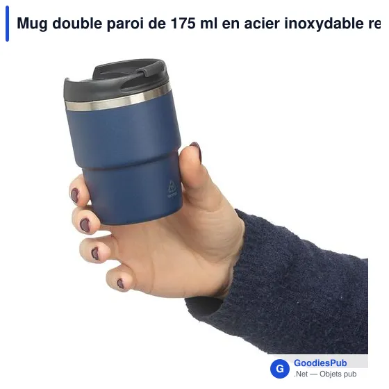 Mug double paroi de 175 ml en acier inoxydable recyclé Oli - Image 45