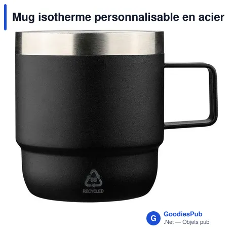 Mug isotherme personnalisable en acier inoxydable recyclé Liliaavec logo