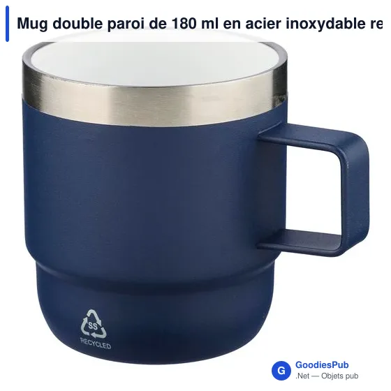 Mug double paroi de 180 ml en acier inoxydable recyclé Lilia - Image 2