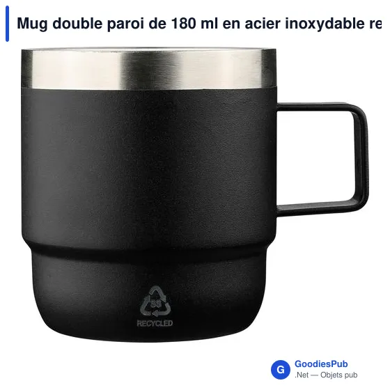 Mug double paroi de 180 ml en acier inoxydable recyclé Lilia - Image 13