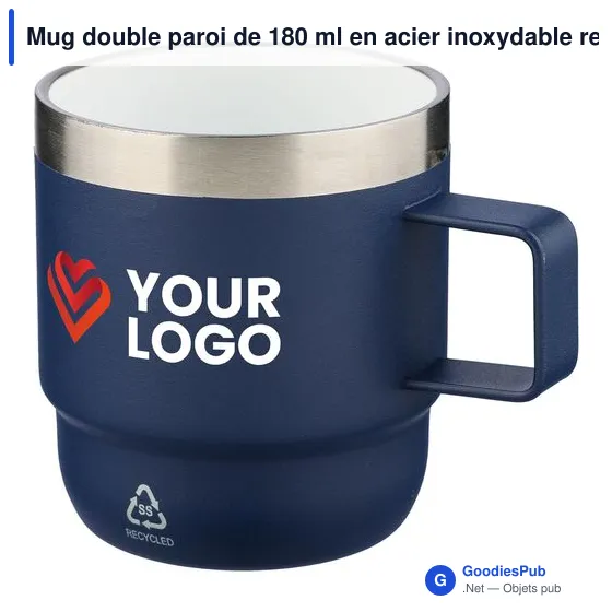 Mug double paroi de 180 ml en acier inoxydable recyclé Lilia - Image 15