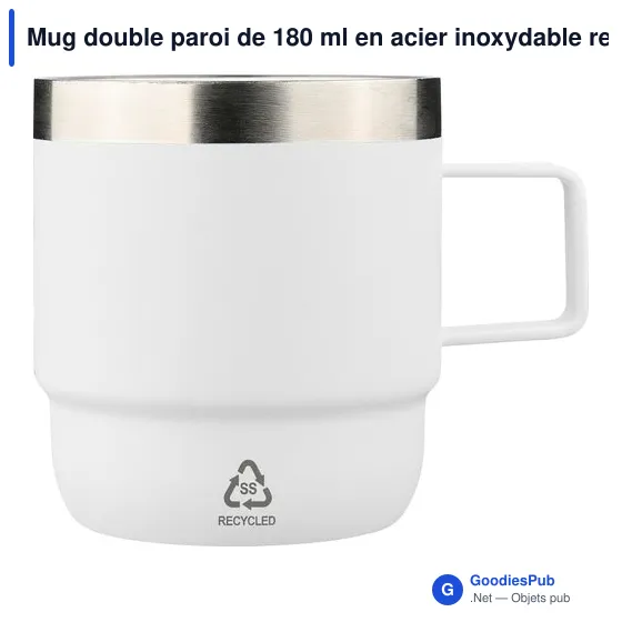 Mug double paroi de 180 ml en acier inoxydable recyclé Lilia - Image 25