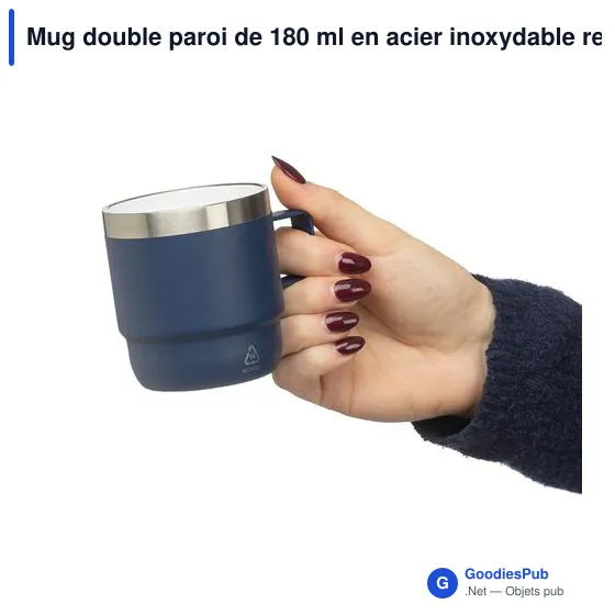 Mug double paroi de 180 ml en acier inoxydable recyclé Lilia - Image 36