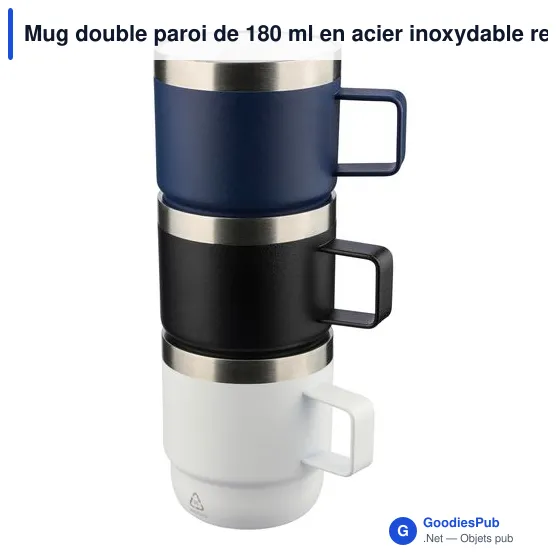 Mug double paroi de 180 ml en acier inoxydable recyclé Lilia - Image 7
