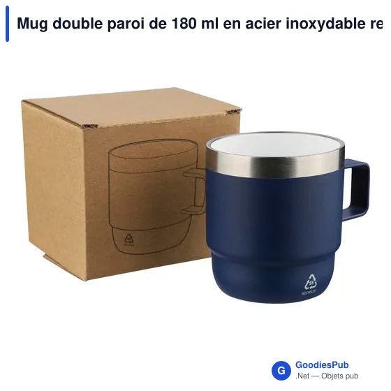 Mug double paroi de 180 ml en acier inoxydable recyclé Lilia - Image 8