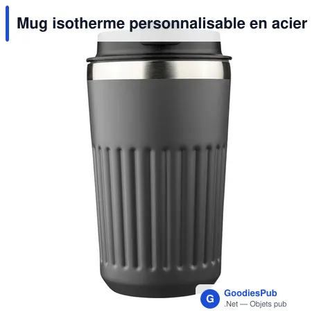 Mug isotherme personnalisable en acier inoxydable recyclé Chiaraavec logo