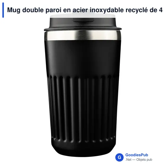 Mug double paroi en acier inoxydable recyclé de 400 ml Chiara - Image 12